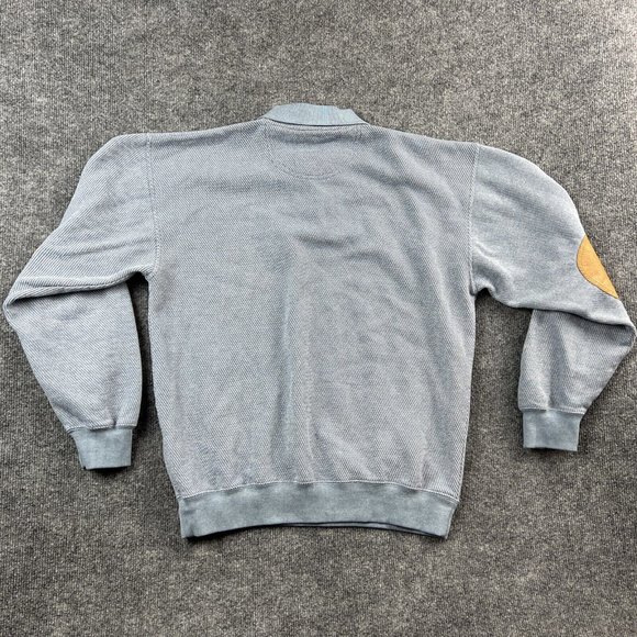 Orvis Men Medium Sweater Leather Elbow Patches Button Up Polo Shirt Pullover - Picture 11 of 11